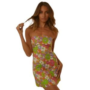 PEPPERMAYO Cotton Blend Tube Flowery Mini Dress Size 6